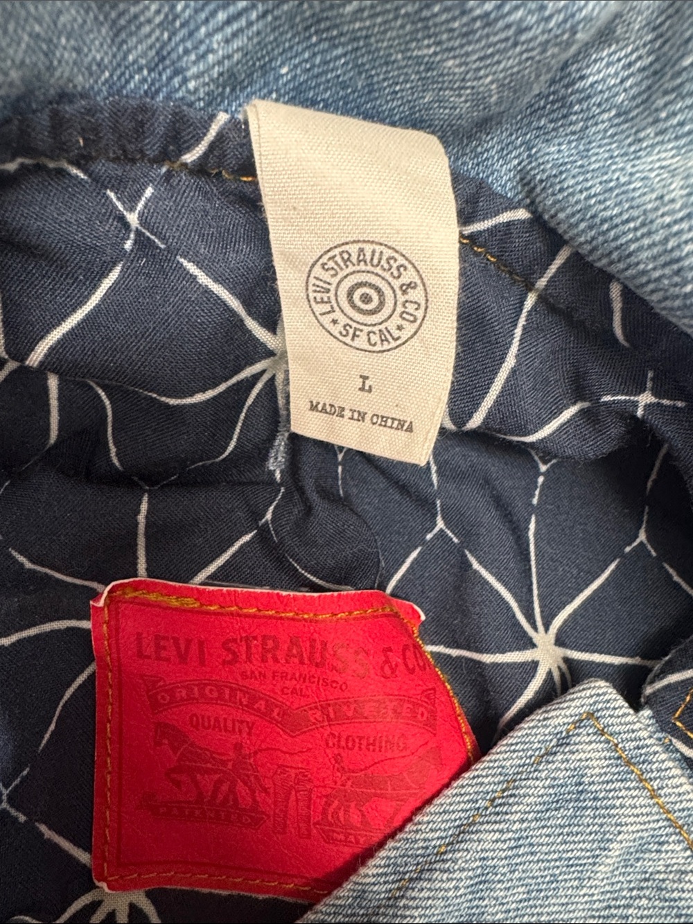 Levi's x Target dog denim trucker jacket, star-patterned lining Size Large - Picture 5 of 5